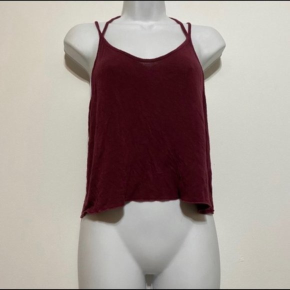 🎈4 for $40🎈Brandy Melville Maroon Strappy cotton blend Sonya Crop Tank - Picture 4 of 7